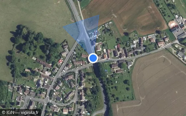 Vue satellite de l'emplacement du radar tourelle à Hermes sur D 12