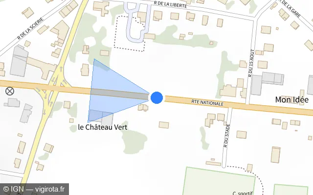 Vue plan de l'emplacement du radar tourelle à Auvillers-les-Forges sur D 8043 / E 44