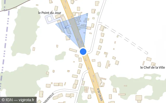 Vue plan de l'emplacement du radar tourelle à Noailles sur Rue de Calais / D 1001