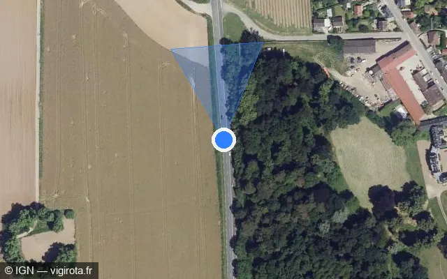 Vue satellite de l'emplacement du radar tourelle à Puiseux-le-Hauberger sur D 1001