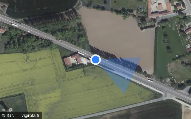 Vue satellite de l'emplacement du radar tourelle à Vauclerc sur N 4