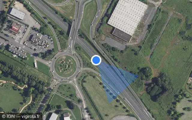 Vue satellite de l'emplacement du radar tourelle à Beauvais sur D 901