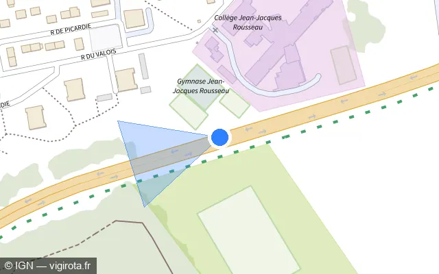 Vue plan de l'emplacement du radar tourelle à Creil sur D 1016
