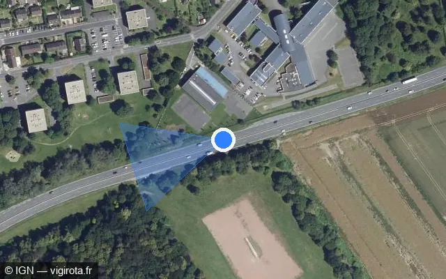 Vue satellite de l'emplacement du radar tourelle à Creil sur D 1016