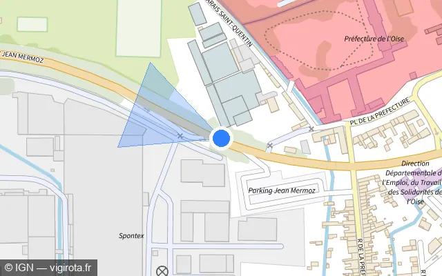 Vue plan de l'emplacement du radar tourelle à Beauvais sur Avenue Jean Mermoz
