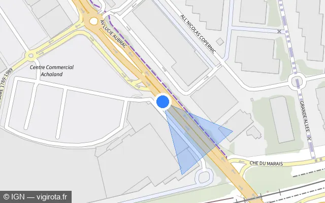 Vue plan de l'emplacement du radar tourelle à Bonneuil-sur-Marne sur Avenue Lucie Aubrac / D 19 / E 54