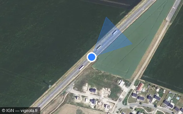 Vue satellite de l'emplacement du radar tourelle à Toury sur D 2020