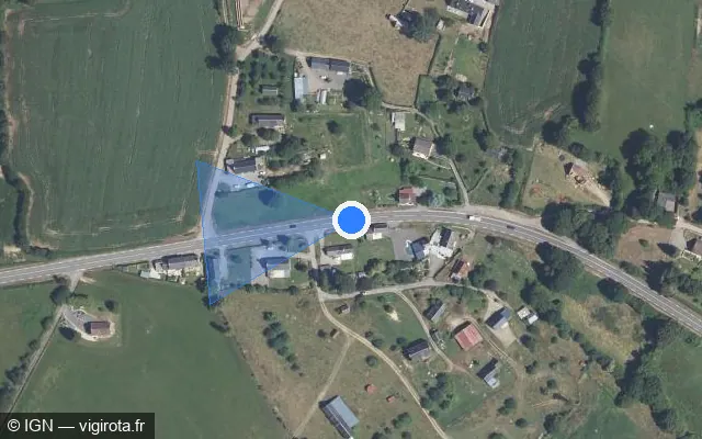 Vue satellite de l'emplacement du radar tourelle à Landisacq sur D 924