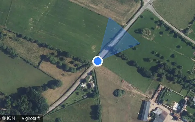 Vue satellite de l'emplacement du radar tourelle à Wambez sur Route 30 Rouen la Capelle / D 930