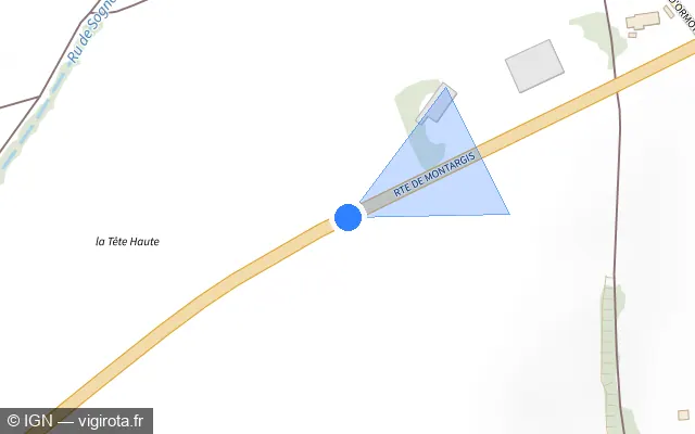 Vue plan de l'emplacement du radar tourelle à Sépeaux-Saint Romain sur D 943