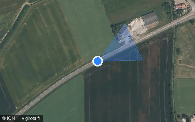 Vue satellite de l'emplacement du radar tourelle à Sépeaux-Saint Romain sur D 943