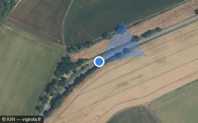 Vue satellite de l'emplacement du radar tourelle à Béon sur D 943