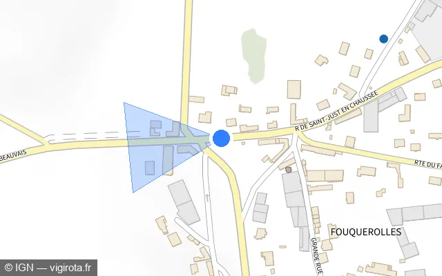 Vue plan de l'emplacement du radar tourelle à Fouquerolles sur Rue de Saint-Just en Chaussée / D 938
