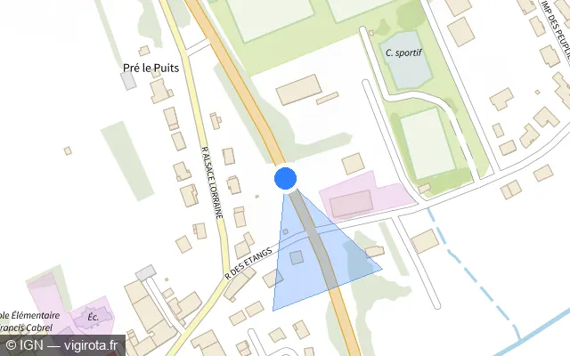 Vue plan de l'emplacement du radar tourelle à Solgne sur D 955