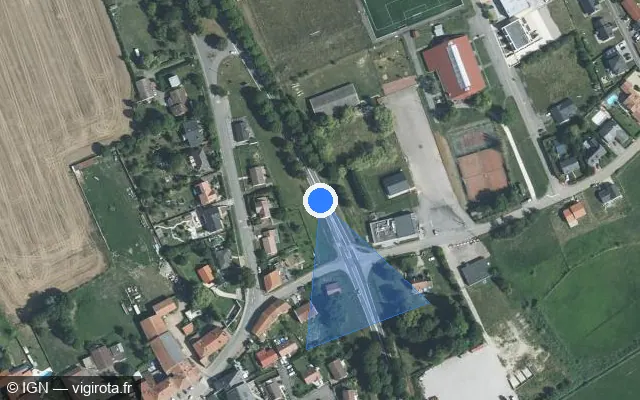 Vue satellite de l'emplacement du radar tourelle à Solgne sur D 955