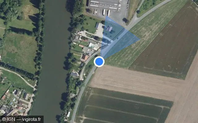 Vue satellite de l'emplacement du radar tourelle à Pont-Sainte-Maxence sur D 123E