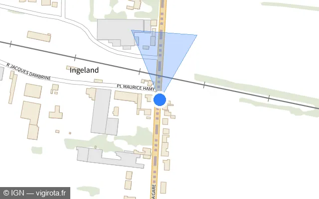 Vue plan de l'emplacement du radar tourelle à Strazeele sur Rue de la Gare / D 947