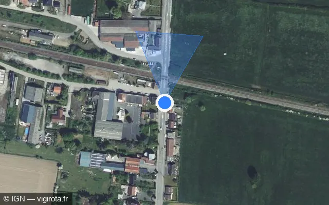 Vue satellite de l'emplacement du radar tourelle à Strazeele sur Rue de la Gare / D 947