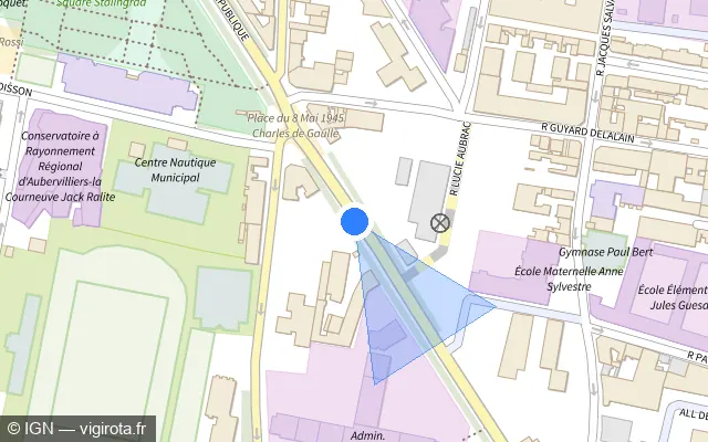Vue plan de l'emplacement du radar tourelle à Aubervilliers sur Avenue de la République / D 20