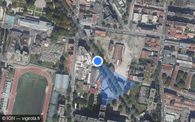 Vue satellite de l'emplacement du radar tourelle à Aubervilliers sur Avenue de la République / D 20