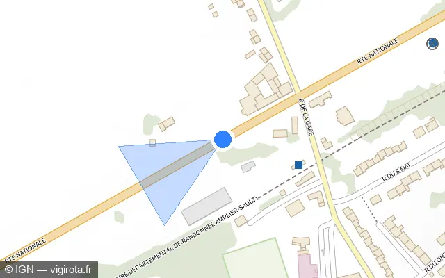 Vue plan de l'emplacement du radar tourelle à Mondicourt sur Route Nationale / N 25