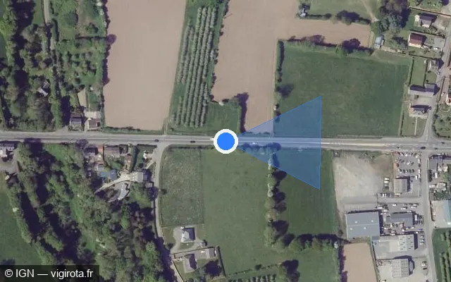 Vue satellite de l'emplacement du radar tourelle à Saint-Jean-des-Champs sur Route de l'Archipel / D 924