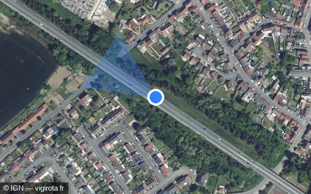 Vue satellite de l'emplacement du radar tourelle à Lambres-lez-Douai sur D 621 / Rocade Sud de Douai