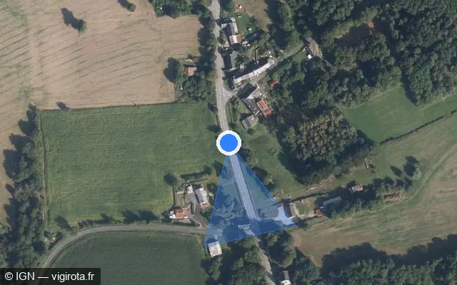 Vue satellite de l'emplacement du radar tourelle à Saint-Servant sur D 4