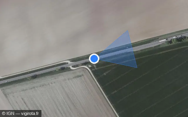 Vue satellite de l'emplacement du radar tourelle à Mesnil-Sellières sur D 960
