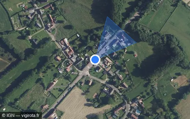 Vue satellite de l'emplacement du radar tourelle à Lachapelle-sous-Gerberoy sur Rue de la Mairie / D 930