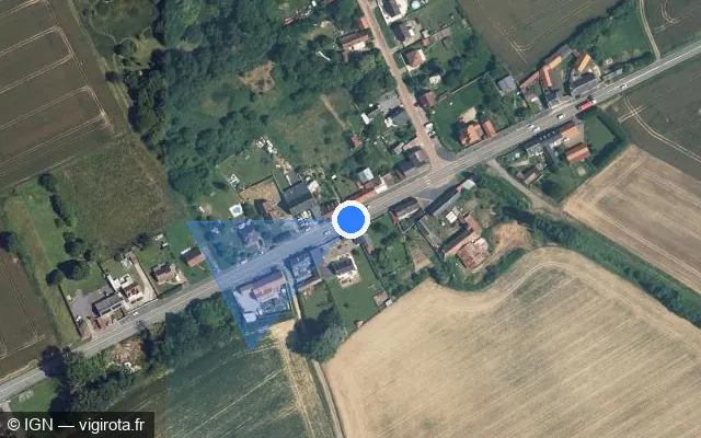 Vue satellite de l'emplacement du radar tourelle à Mondescourt sur Route Nationale / D 1032
