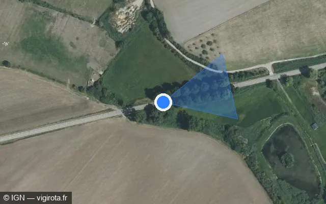 Vue satellite de l'emplacement du radar tourelle à Herny sur D 910