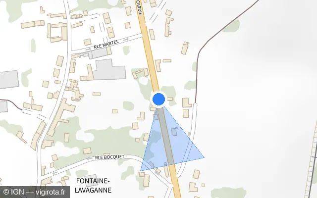 Vue plan de l'emplacement du radar tourelle à Fontaine-Lavaganne sur Route de Picardie / D 901