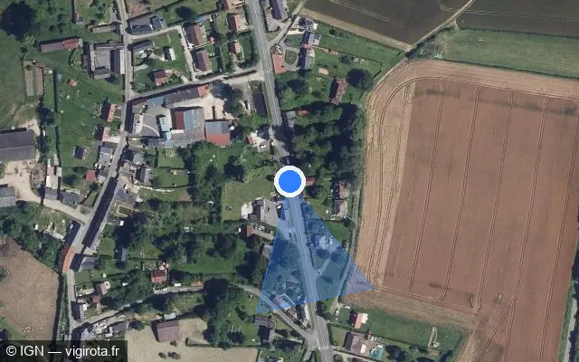 Vue satellite de l'emplacement du radar tourelle à Fontaine-Lavaganne sur Route de Picardie / D 901