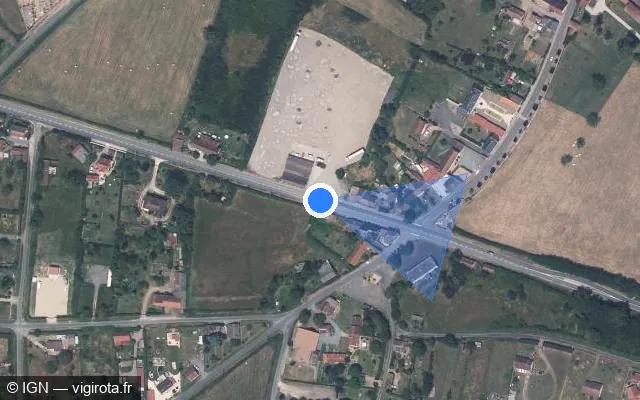 Vue satellite de l'emplacement du radar tourelle à Mornay-sur-Allier sur Rue Nationale / D 2076