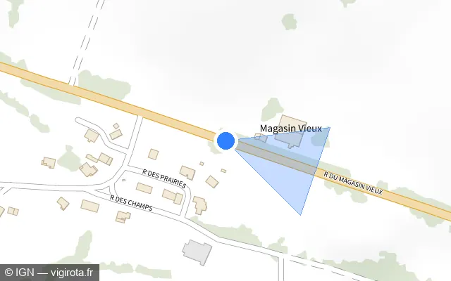 Vue plan de l'emplacement du radar tourelle à Chapelle-d'Huin sur Rue du Magasin Vieux / D 72