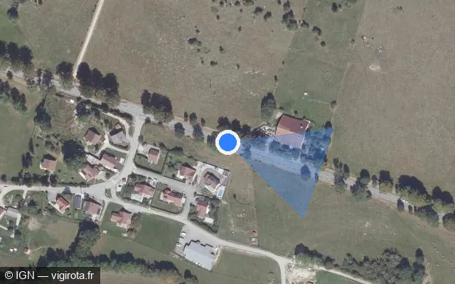 Vue satellite de l'emplacement du radar tourelle à Chapelle-d'Huin sur Rue du Magasin Vieux / D 72