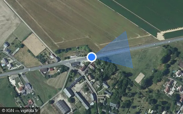 Vue satellite de l'emplacement du radar tourelle à Mouflaines sur Route des Andelys / D 125
