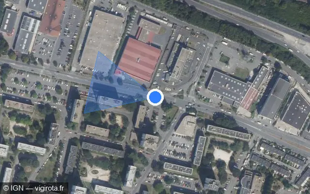 Vue satellite de l'emplacement du radar tourelle à Rosny-sous-Bois sur Boulevard d'Alsace-Lorraine / D 116