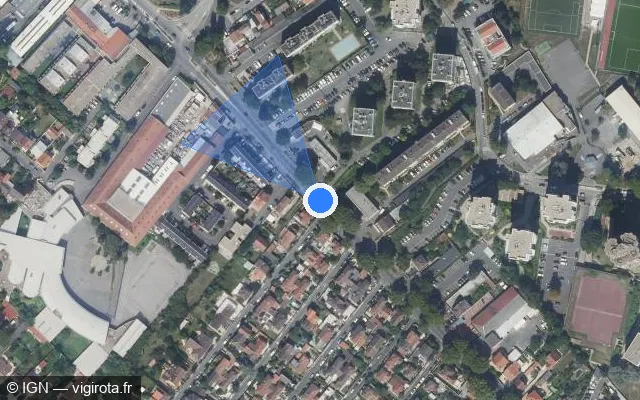 Vue satellite de l'emplacement du radar tourelle à Villetaneuse sur Route de Saint-Leu / D 928