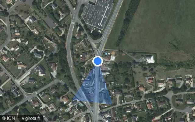 Vue satellite de l'emplacement du radar tourelle à Normanville sur Route de Louviers / D 155