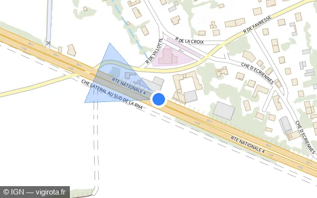 Vue plan de l'emplacement du radar tourelle à Vauclerc sur N 4