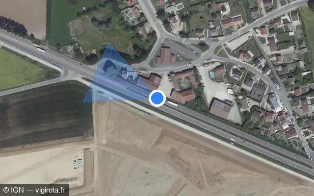Vue satellite de l'emplacement du radar tourelle à Vauclerc sur N 4