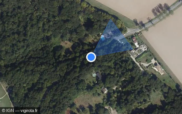 Vue satellite de l'emplacement du radar tourelle à Saint-Lambert sur D 91