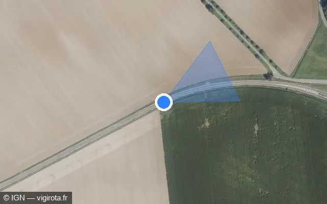 Vue satellite de l'emplacement du radar tourelle à Magny-les-Hameaux sur D 195