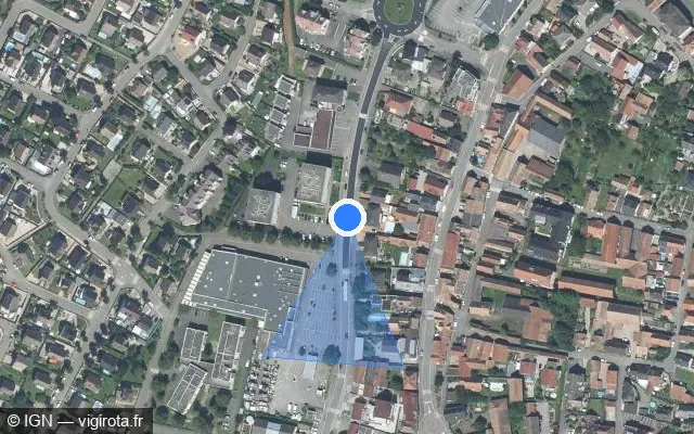 Vue satellite de l'emplacement du radar tourelle à Erstein sur Rue du Printemps / D 288