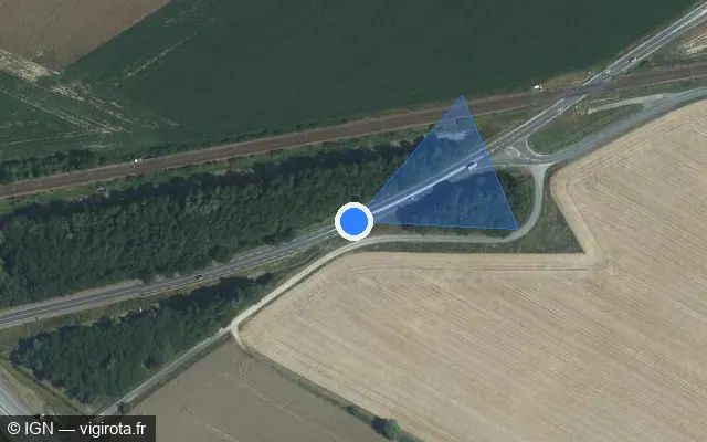 Vue satellite de l'emplacement du radar tourelle à Ectot-lès-Baons sur D 929