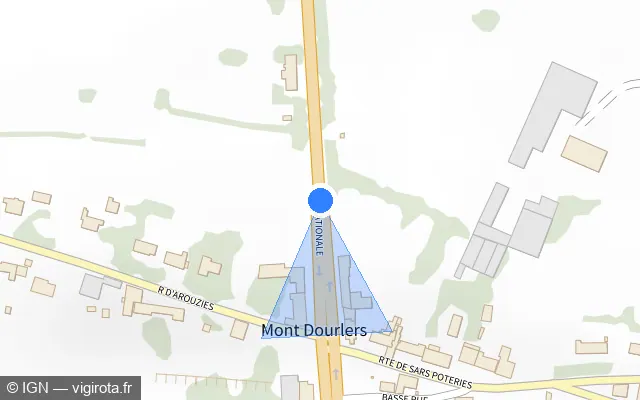 Vue plan de l'emplacement du radar tourelle à Dourlers sur N 2