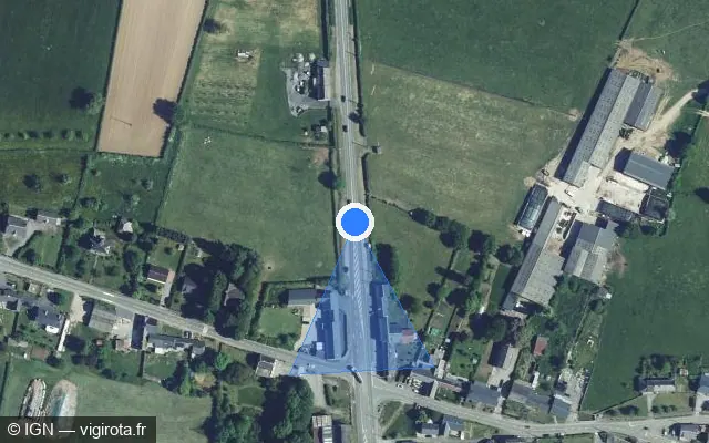 Vue satellite de l'emplacement du radar tourelle à Dourlers sur N 2