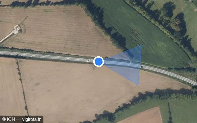Vue satellite de l'emplacement du radar tourelle à Crédin sur D 764